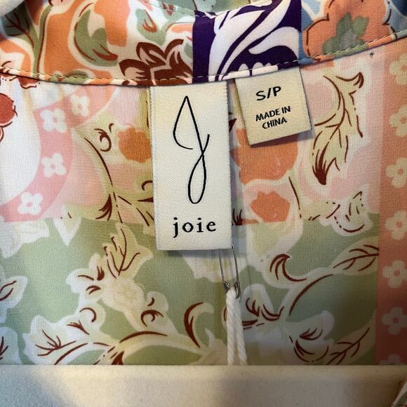 NEW Joie polyester cotton spandex blend floral print with tags quarter button up - Picture 1 of 6